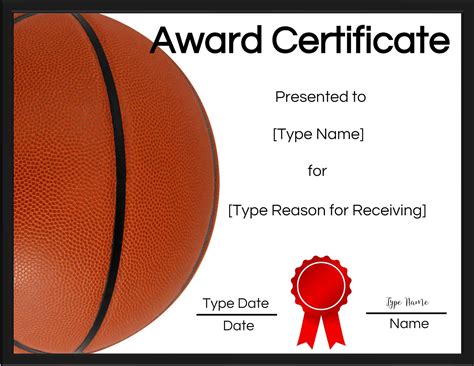 Free Printable Basketball Certificates